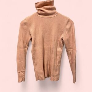 Cute vintage 90’s ribbed pink blush turtleneck fitted sweater Liz Claiborne